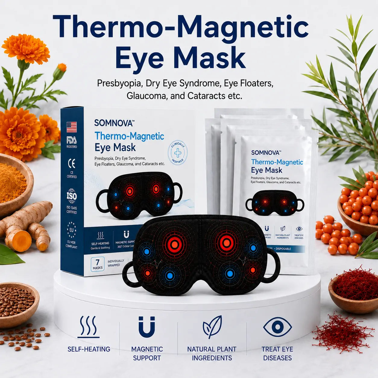 SOMNOVA™ Thermo-Magnetic Eye Mask✅Suitable for presbyopia, dry eye syndrome, eye floaters, glaucoma, and cataracts