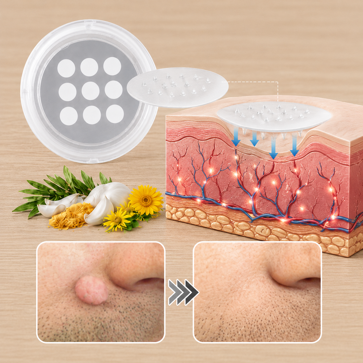 Folivanago™ 2-in-1 Microneedle & Hydrocolloid Patch🍀| Removes Raised Moles, Acne, Flat Warts & Skin Tags | Helps Improve Wrinkles, Scars & Blemishes | Invisible Patches for Face & Body