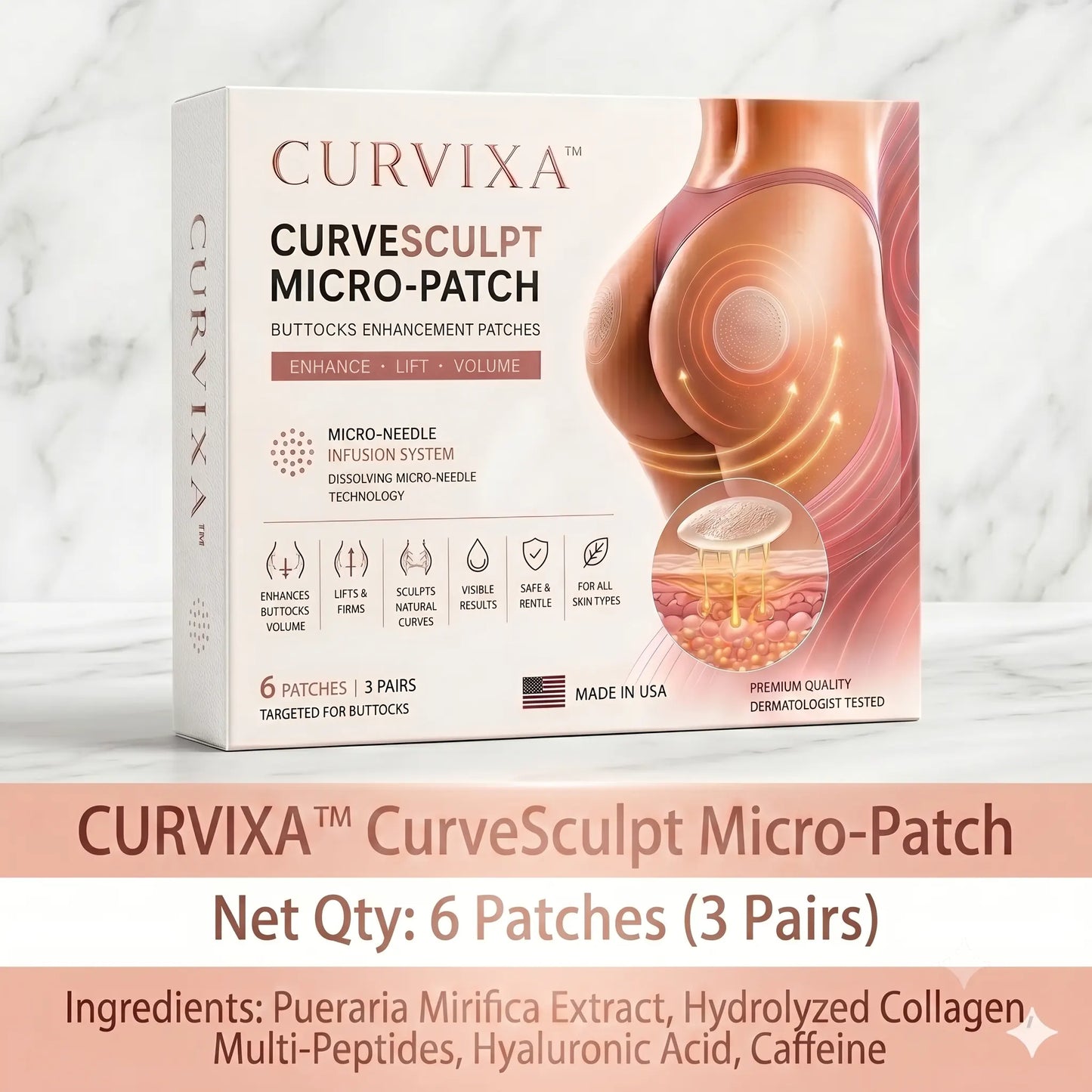 Curvixa™ CurveSculpt Micro-Patch ✦ Sculpt • Firm • Smooth Lower Body Curves ✦ Micro-Needle Infusion System