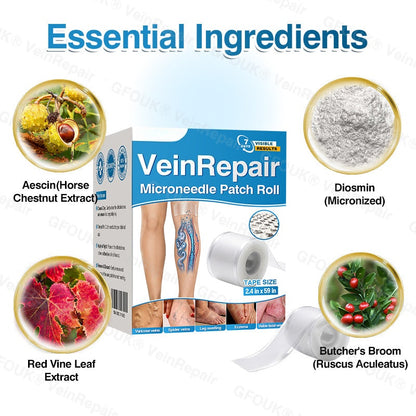 🏆🏃VeinRepair Microneedle Patch Roll⚡Instant Relief, Long-Term Results