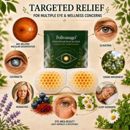 🔥LAST DAY 49% OFF🥇Folivanago® Herbal Miracle Steam Eye Mask.Treatment of eye diseases, sleep disorders, headache relief, and periocular care.