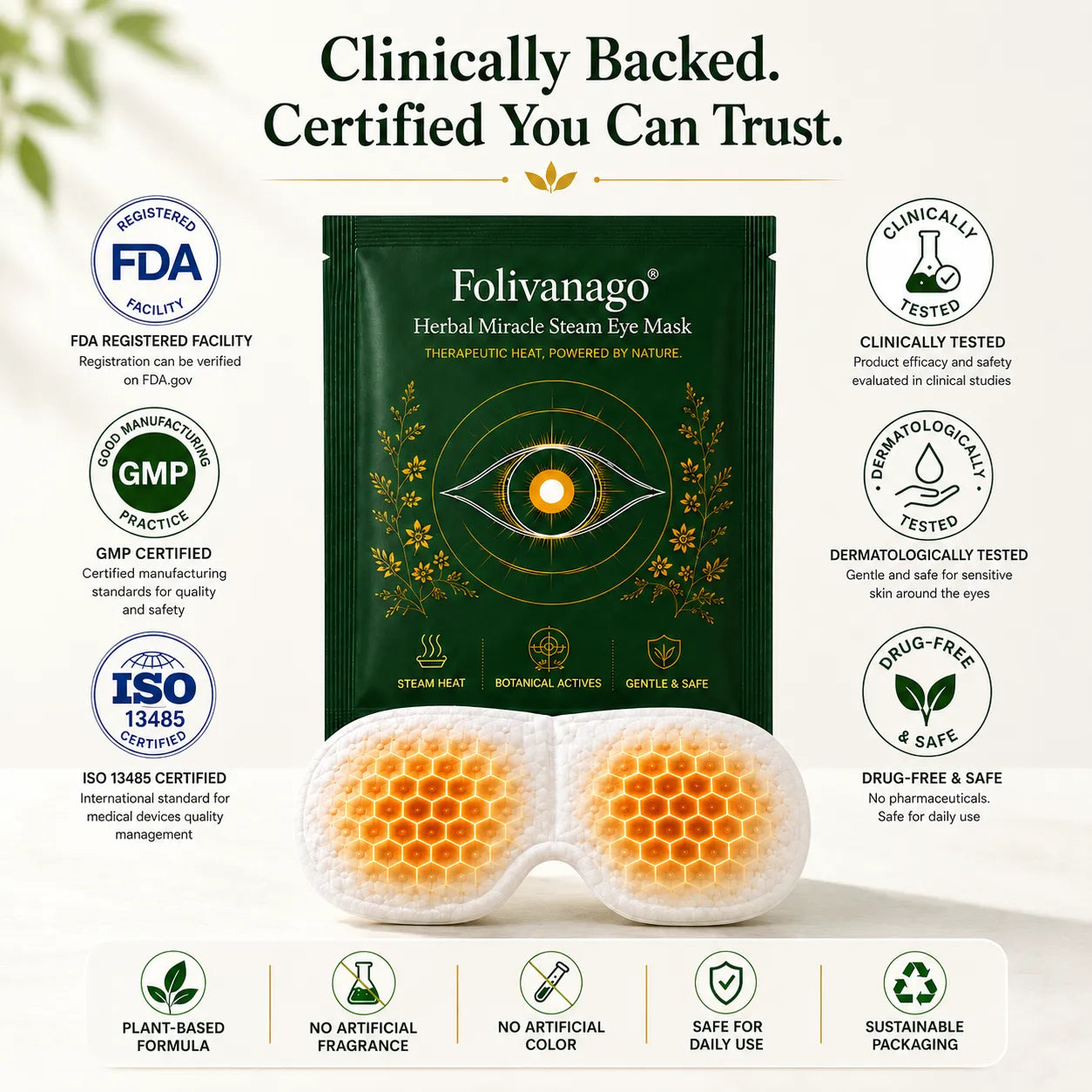 🔥LAST DAY 49% OFF🥇Folivanago® Herbal Miracle Steam Eye Mask.Treatment of eye diseases, sleep disorders, headache relief, and periocular care.